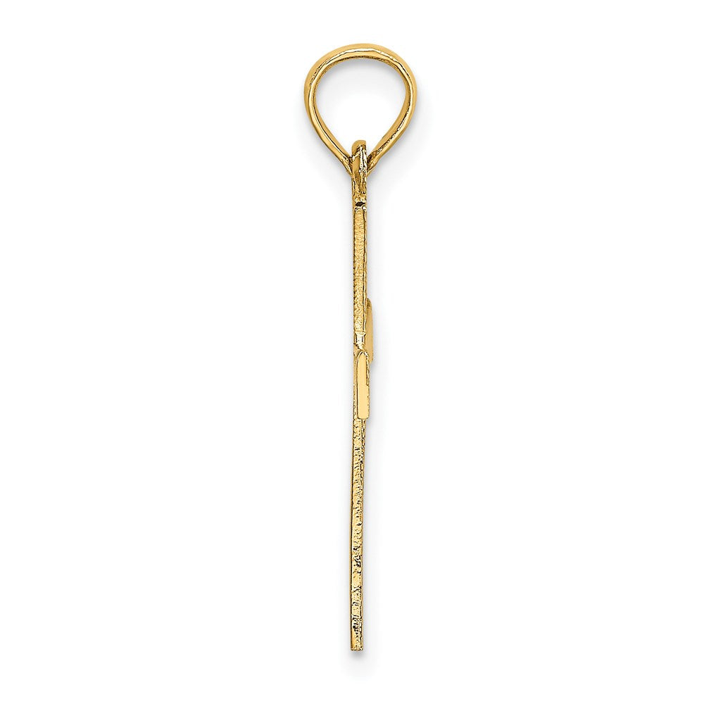 14K Gelbgold Graviert Kreuz mit Flared Tips Charm