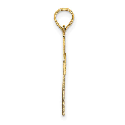 14K Gelbgold Graviert Kreuz mit Flared Tips Charm