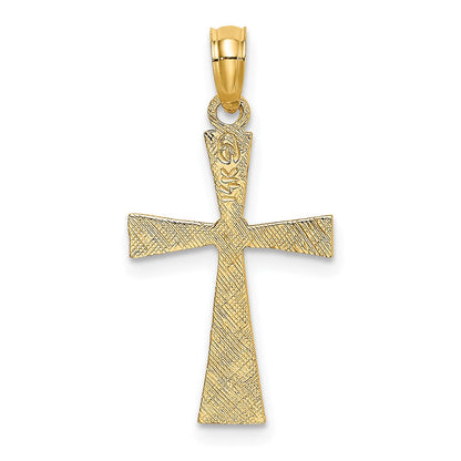 14K Gelbgold Graviert Kreuz mit Flared Tips Charm