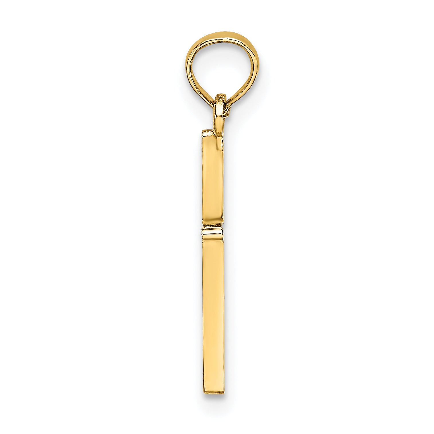 14K Gelbgold Diamantiert und Poliert Kreuz Charm