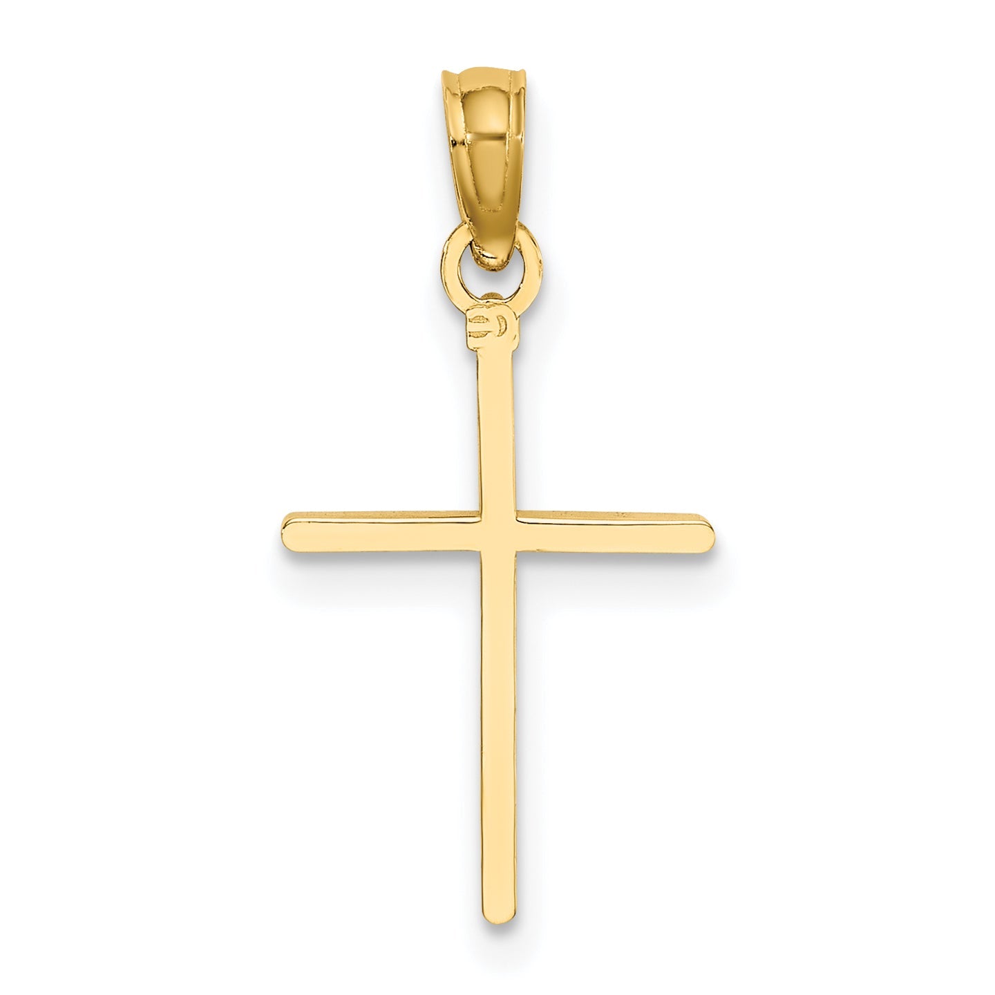 14K Gelbgold Diamantiert und Poliert Kreuz Charm