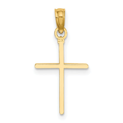 14K Gelbgold Diamantiert und Poliert Kreuz Charm