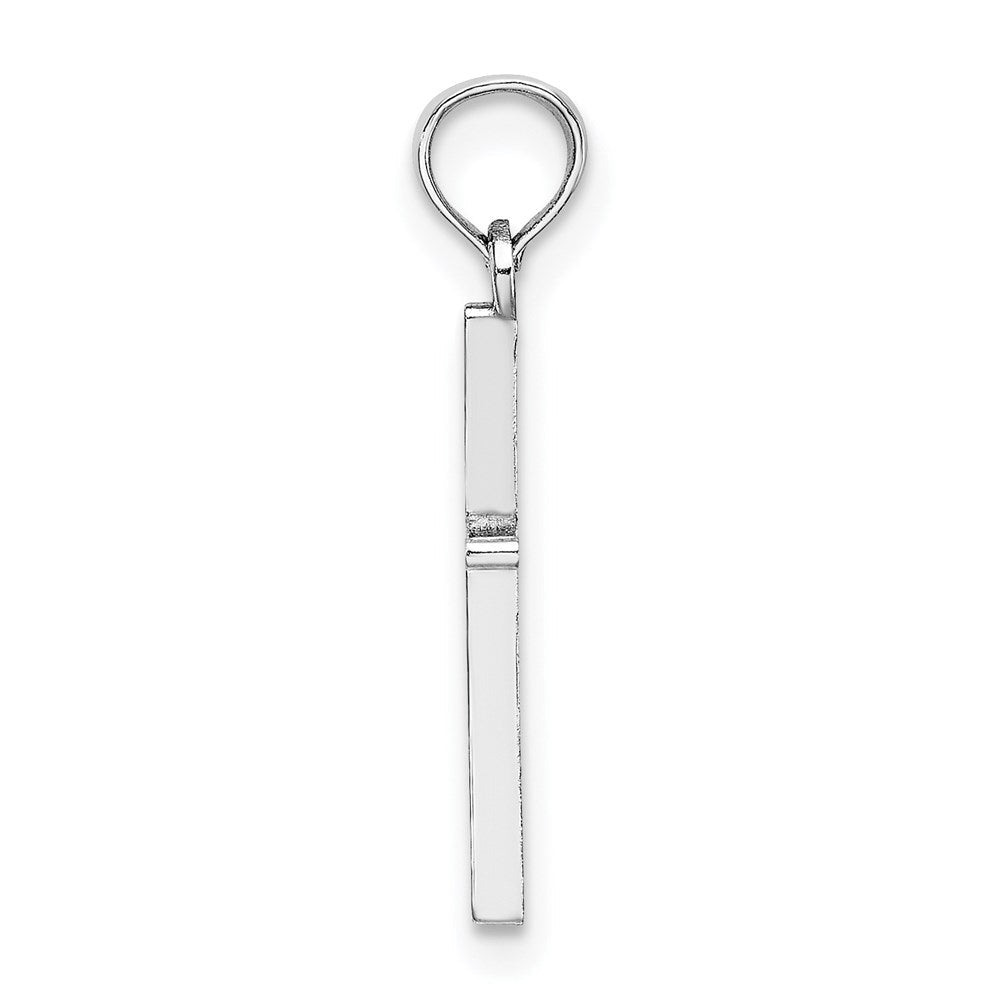 14K Weißgold Diamantiert und Poliert Kreuz Charm