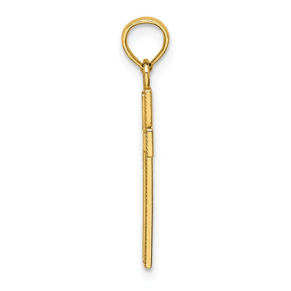 14K Gelbgold Poliert Block Style Gekugelt Kante Kreuz Charm