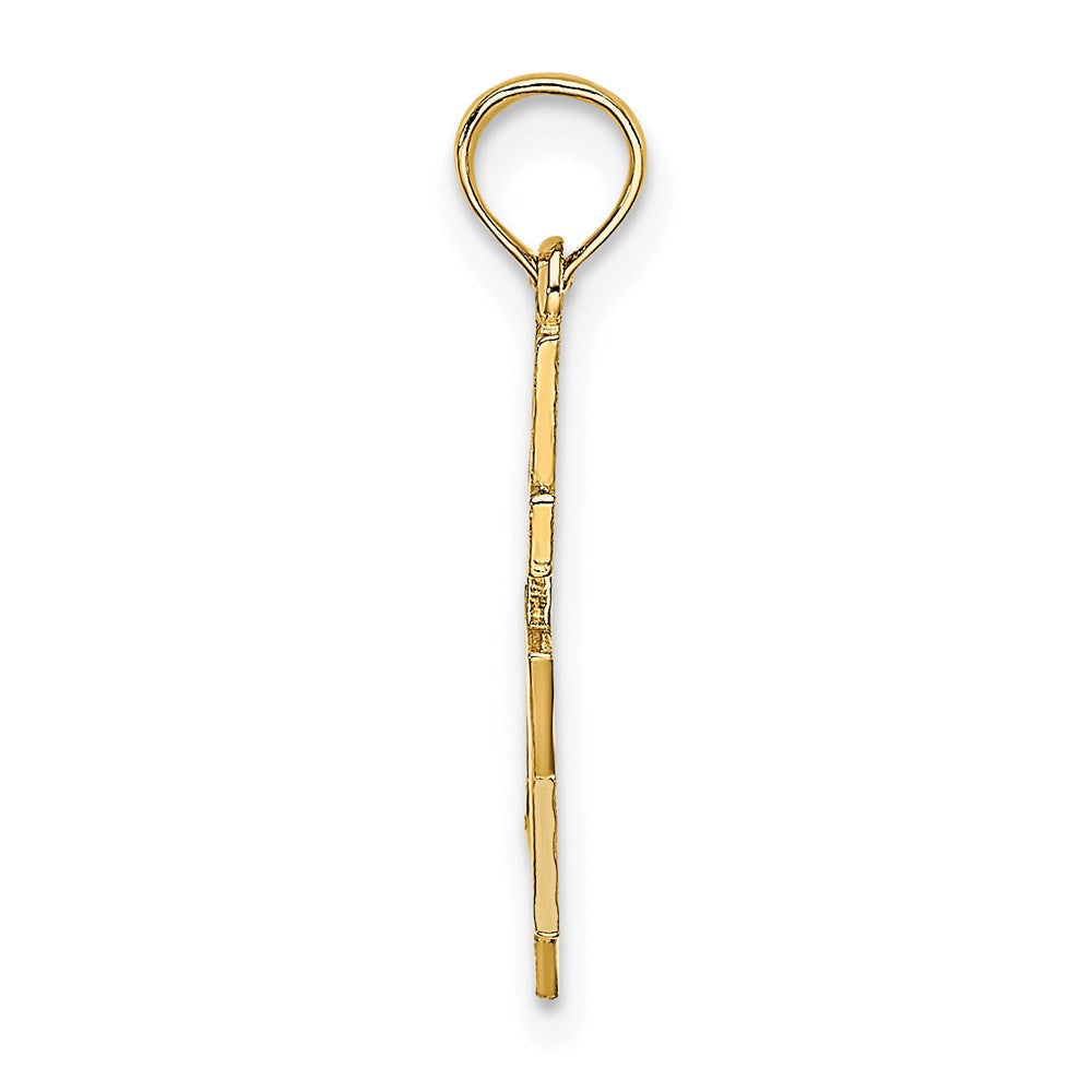 14K Gelbgold Poliert / Graviert Stern Of David und Kreuz Charm