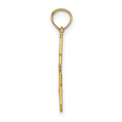 14K Gelbgold Poliert / Graviert Stern Of David und Kreuz Charm