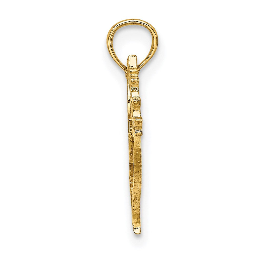 14K Gelbgold Ausgeschnitten Taube mit Olive Branch Charm