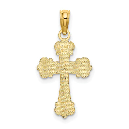 14K Gelbgold Kreuz mit Ranke Tips und Knopf Mittig Charm