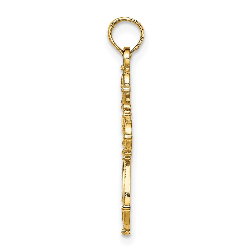 14K Gelbgold Ausgeschnitten Fantasie Kreuz Charm
