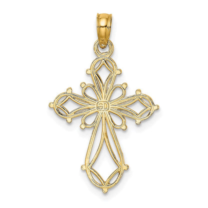 14K Gelbgold Ausgeschnitten Fantasie Kreuz Charm