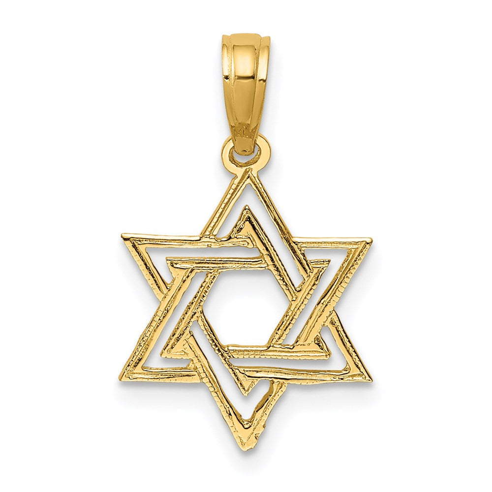 14K Gelbgold Poliert Stern Of David Charm