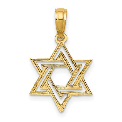 14K Gelbgold Poliert Stern Of David Charm