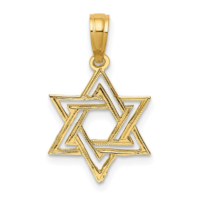 14K Gelbgold Poliert Stern Of David Charm