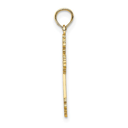 14K Gelbgold Poliert und Strukturiert Fantasie Kreuz Charm
