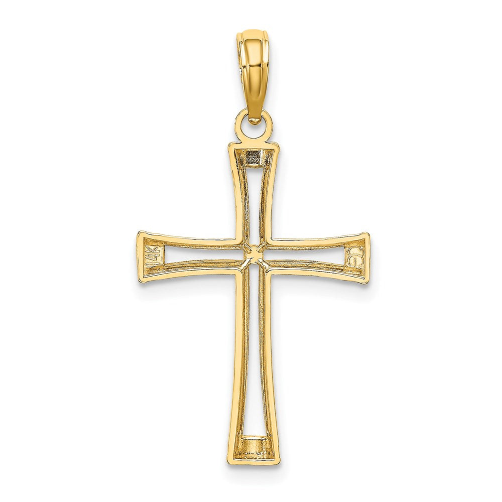 14K Gelbgold Poliert und Ausgeschnitten Kreuz