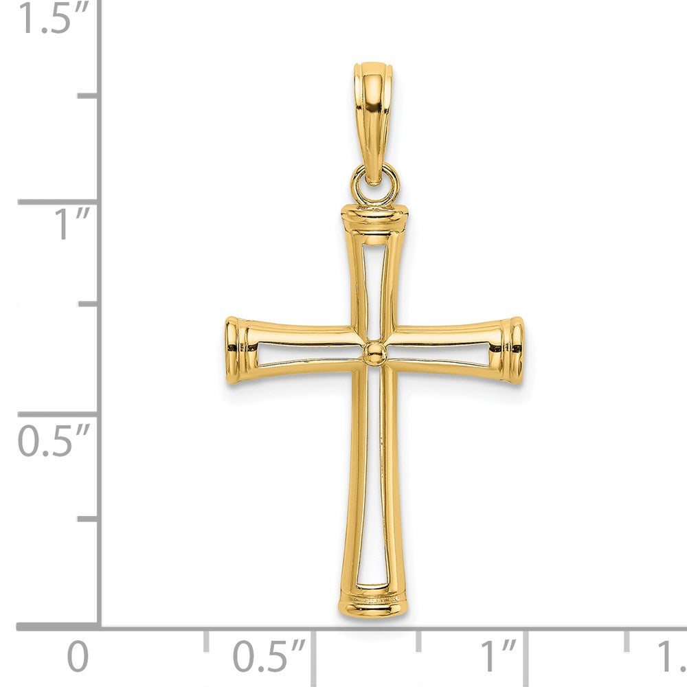 14K Gelbgold Poliert und Ausgeschnitten Kreuz