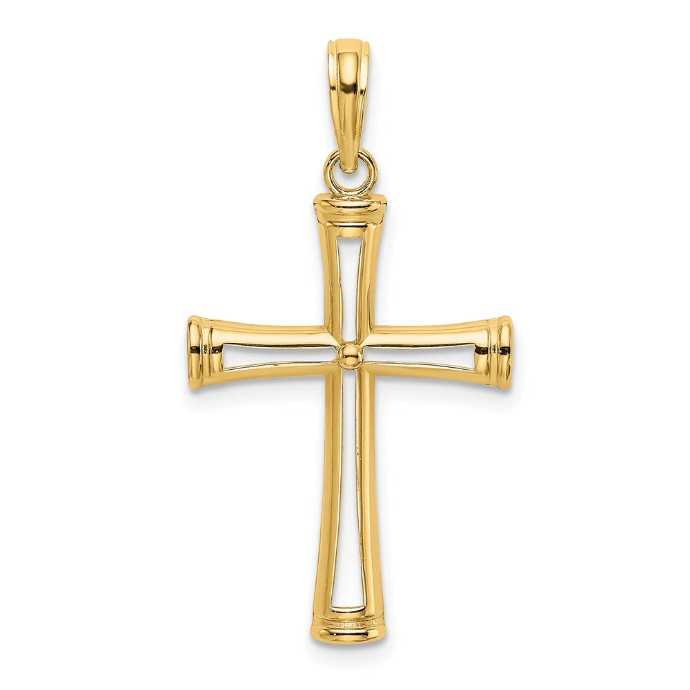 14K Gelbgold Poliert und Ausgeschnitten Kreuz