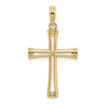 14K Gelbgold Poliert und Ausgeschnitten Kreuz