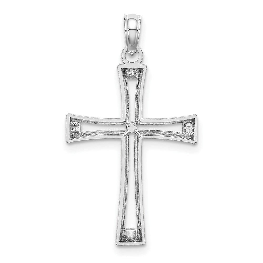 14K Weißgold Poliert und Ausgeschnitten Kreuz