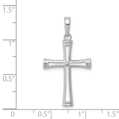 14K Weißgold Poliert und Ausgeschnitten Kreuz