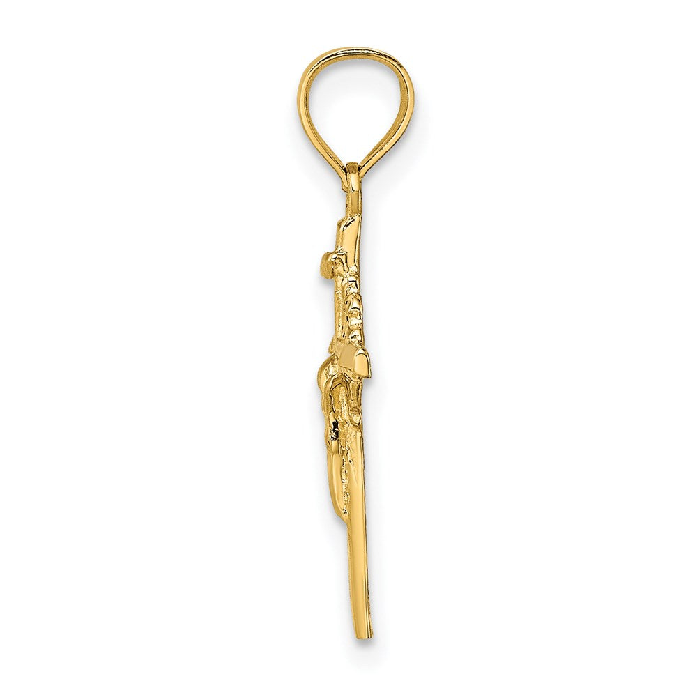 14K Gelbgold 2-d Starburst Kruzifix Charm