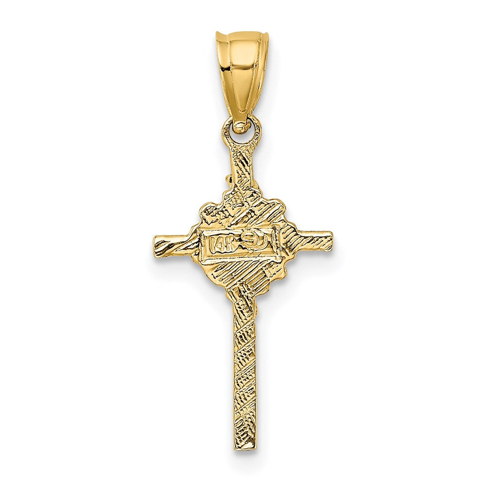 14K Gelbgold 2-d Starburst Kruzifix Charm