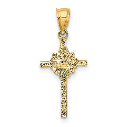 14K Gelbgold 2-d Starburst Kruzifix Charm
