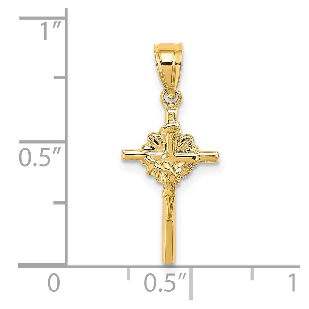 14K Gelbgold 2-d Starburst Kruzifix Charm