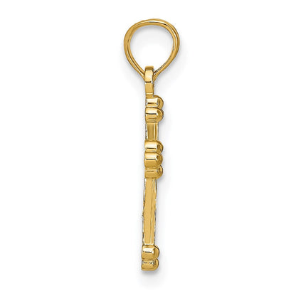 14K Gelbgold Diamantiert Kreuz Anhänger