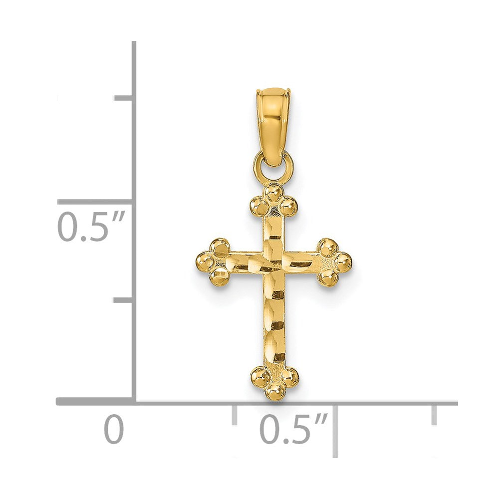 14K Gelbgold Diamantiert Kreuz Anhänger