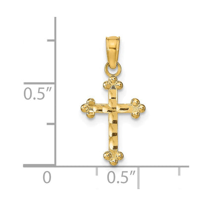 14K Gelbgold Diamantiert Kreuz Anhänger