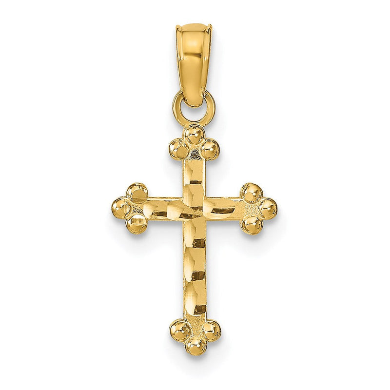 14K Gelbgold Diamantiert Kreuz Anhänger