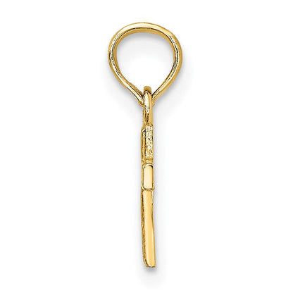 14K Gelbgold Poliert und Graviert Mini Kreuz Charm