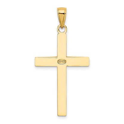14 Karat Gelbgold Poliert Facettiertes Kreuz Charm