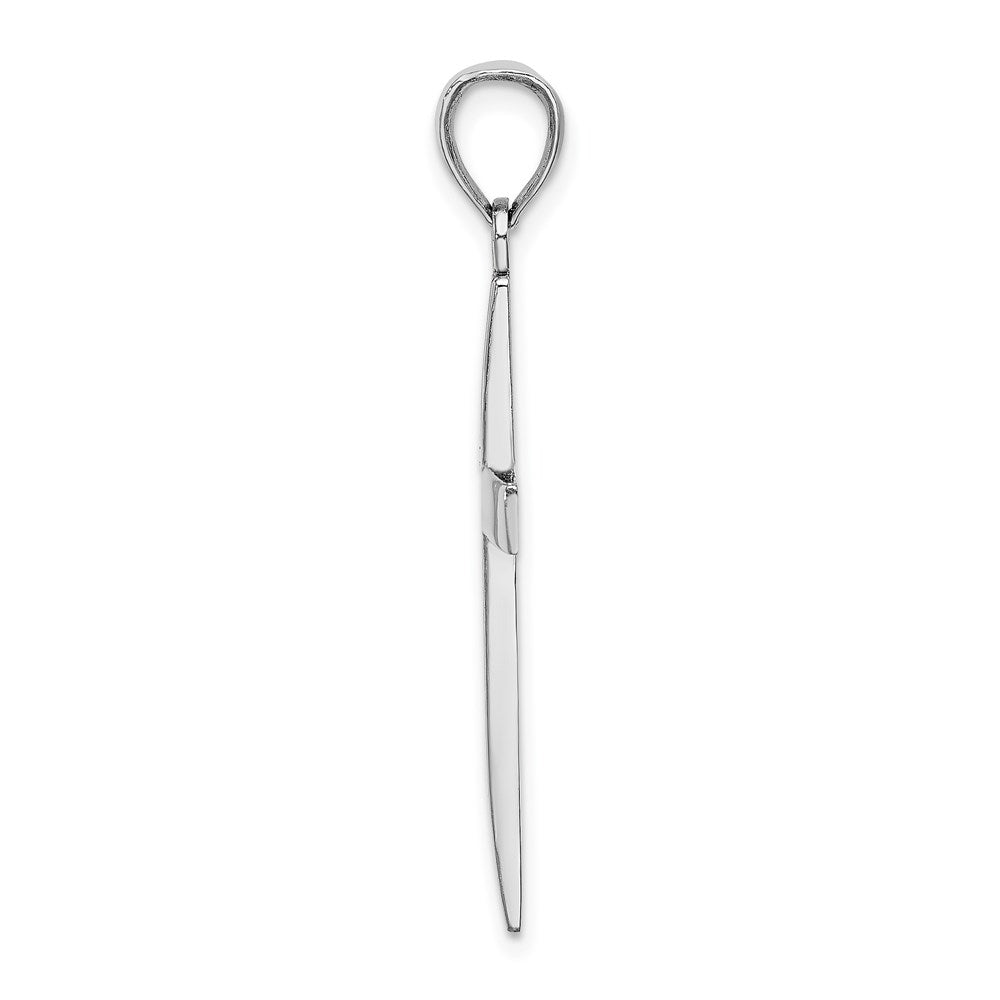 14K Weißgold Polierter Facettierter Kreuz-Charm