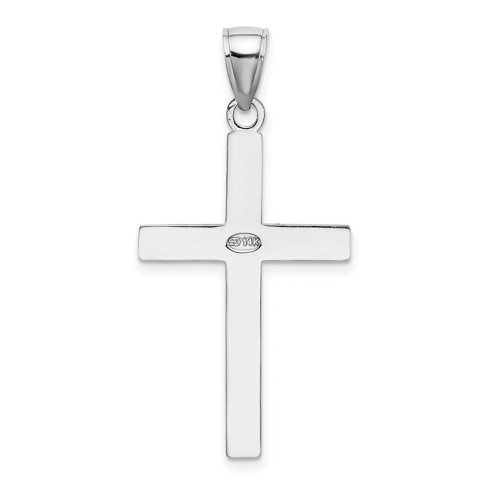 14K Weißgold Polierter Facettierter Kreuz-Charm