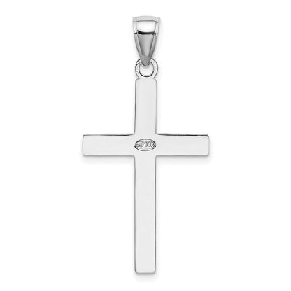 14K Weißgold Polierter Facettierter Kreuz-Charm