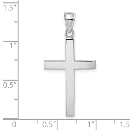 14K Weißgold Polierter Facettierter Kreuz-Charm