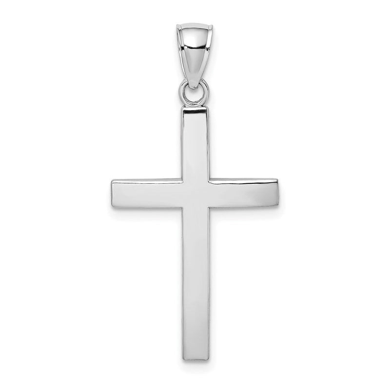 14K Weißgold Polierter Facettierter Kreuz-Charm