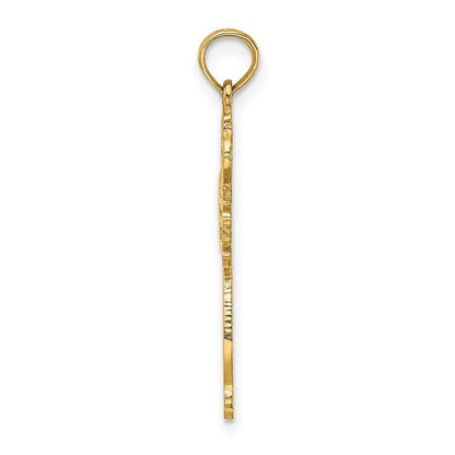 14K Gelbgold Ausgeschnitten Ranke Framed Kreuz Charm