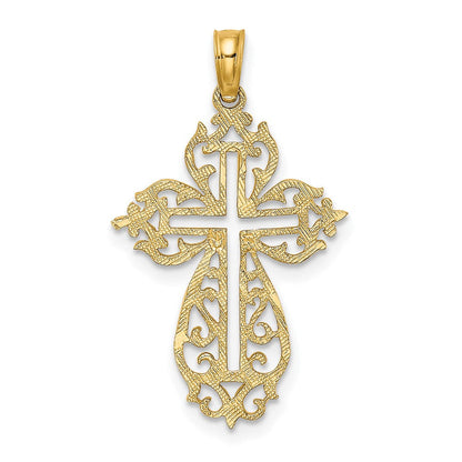 14K Gelbgold Ausgeschnitten Ranke Framed Kreuz Charm
