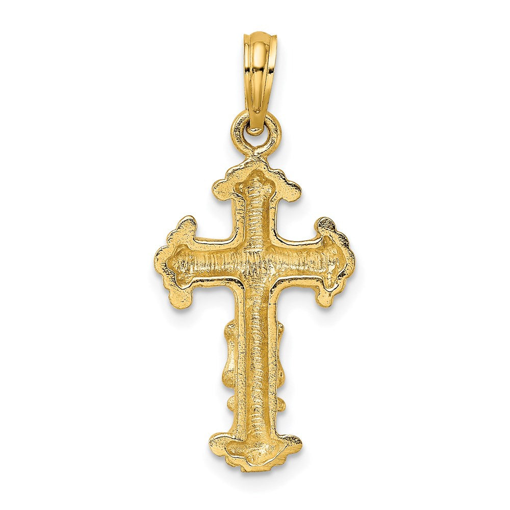 14K Gelbgold Poliertes und Texturiertes Kreuz-Charm