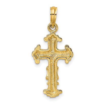 14K Gelbgold Poliertes und Texturiertes Kreuz-Charm