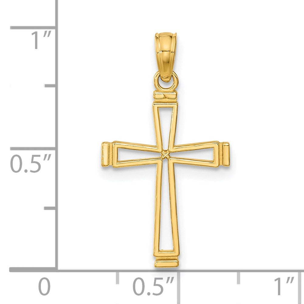 14K Gelbgold Ausgeschnitten Kreuz Anhänger