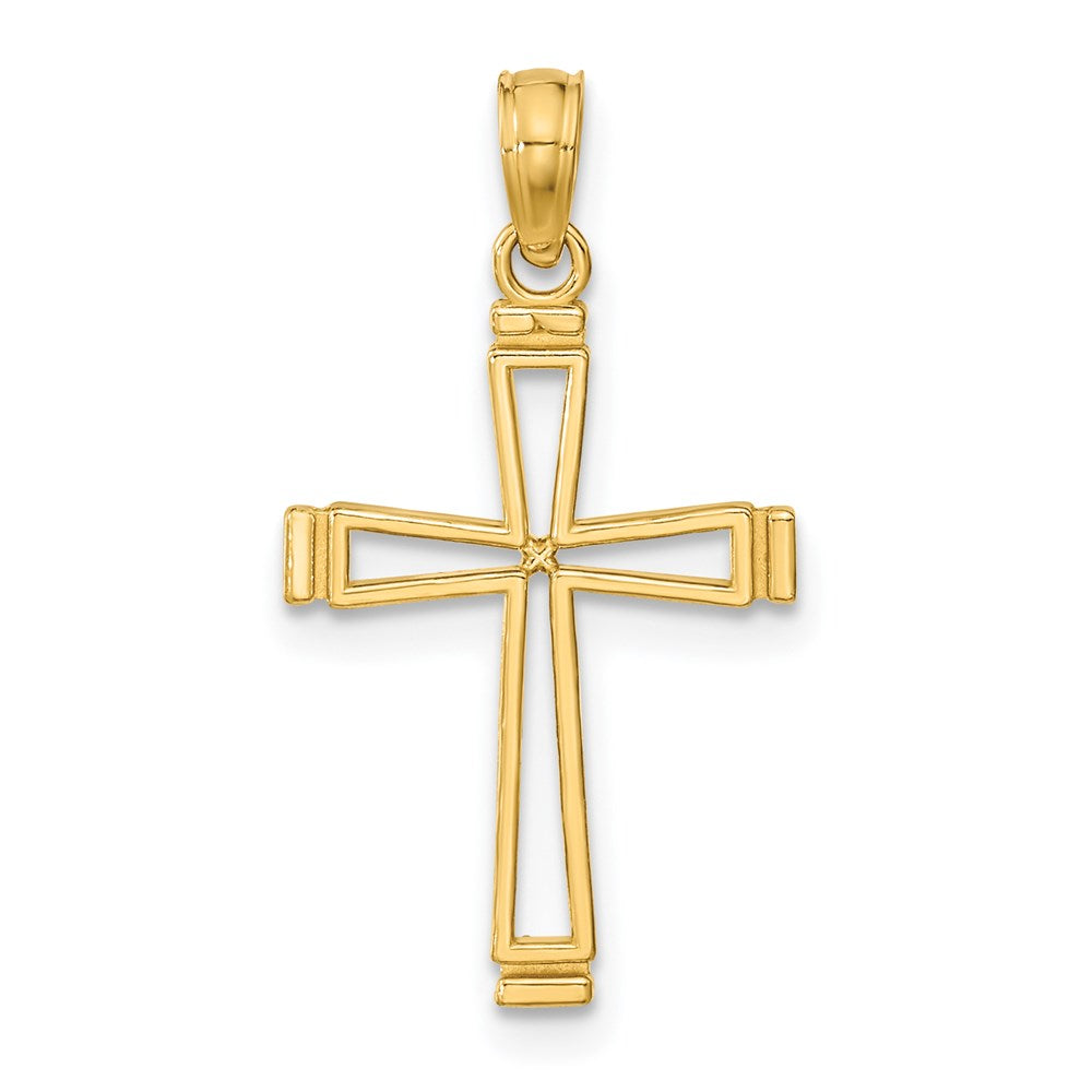14K Gelbgold Ausgeschnitten Kreuz Anhänger
