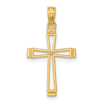 14K Gelbgold Ausgeschnitten Kreuz Anhänger