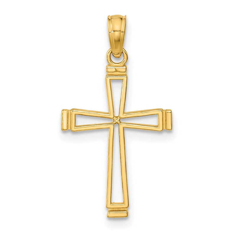14K Gelbgold Ausgeschnitten Kreuz Anhänger