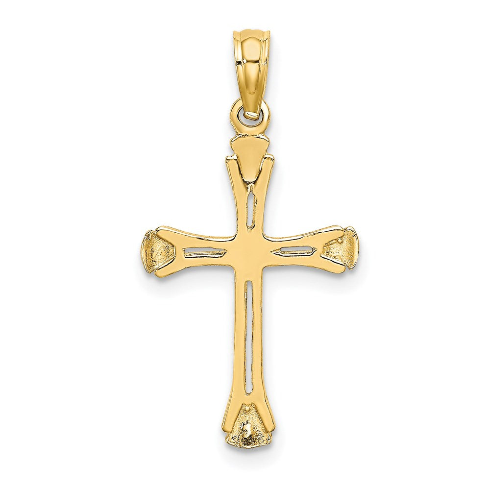 14K Gelbgold Poliert Abgeschrägt Ausgeschnitten Kreuz Anhänger