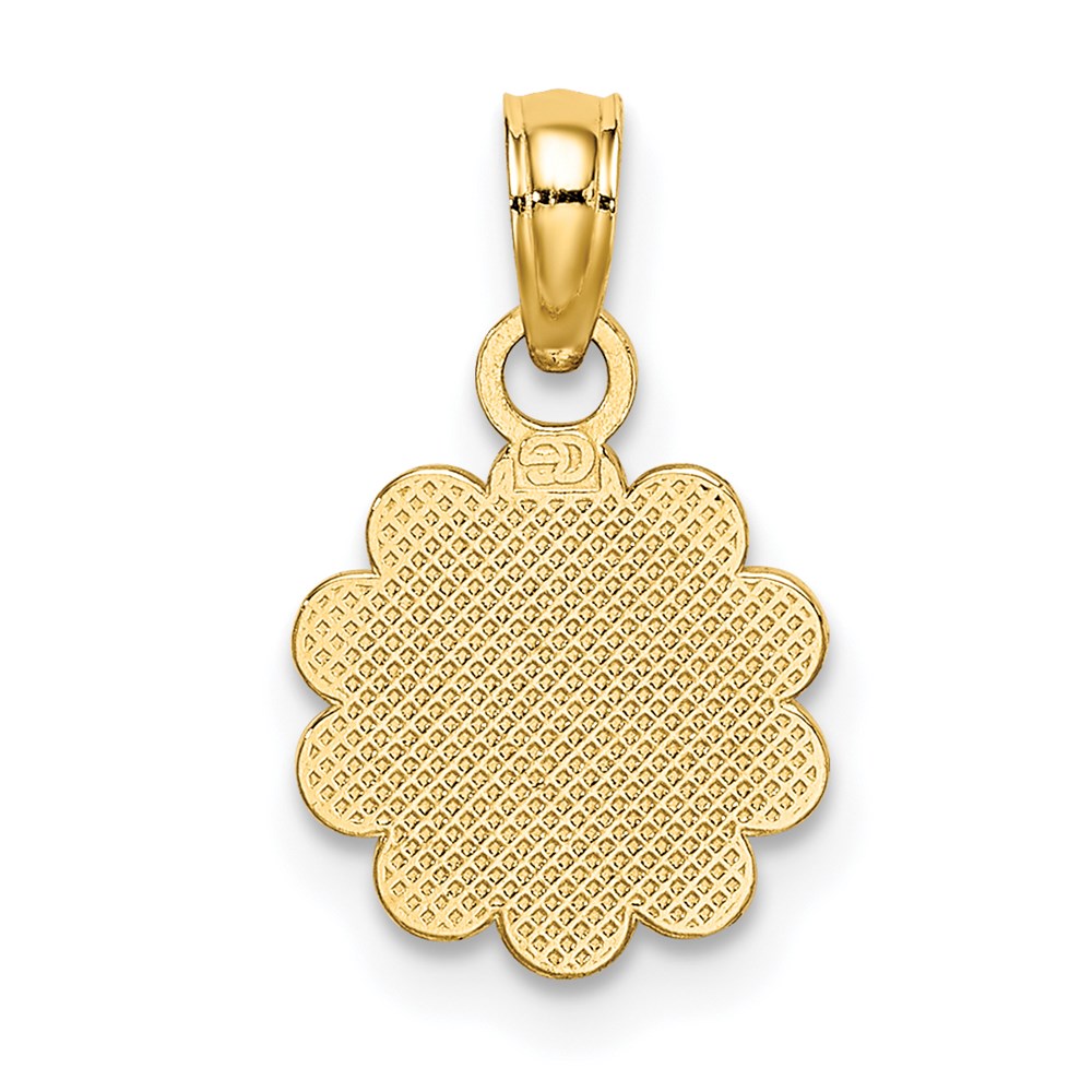 14K Gelbgold Betend Hands und Kreuz auf Gewellt Rund Disk Charm