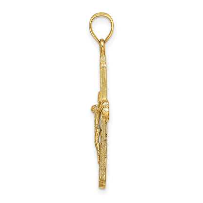 14K Gelbgold Kreuz-Charm mit strukturierter Oberfläche